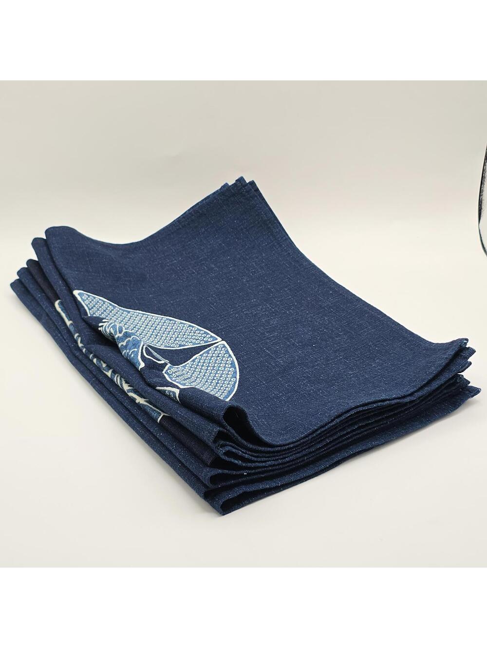 Rare Find, Vintage Sasakura Gensho Navy and White Cotton Placemats